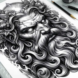 sea-river-god-tattoo – tattoo design ideas free ai generated – demonic – for-lower-chest – Gallery: poseidon-inkby-ai