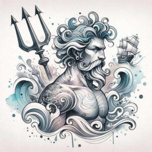 sea-water-god-tattoo – tattoo design ideas free ai generated – haunted – for-spine – Gallery: poseidon-inkby-ai
