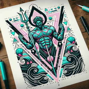 sea-water-god-tattoo – tattoo design ideas free ai generated – mystic – for-upper-back – Gallery: poseidon-inkby-ai