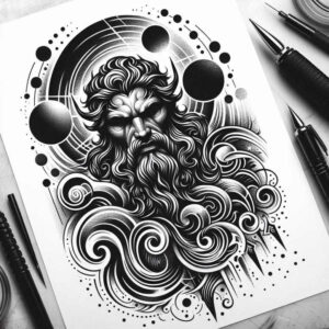 storm-god-tattoo – tattoo design ideas free ai generated – stitched – for-hip – Gallery: poseidon-inkby-ai