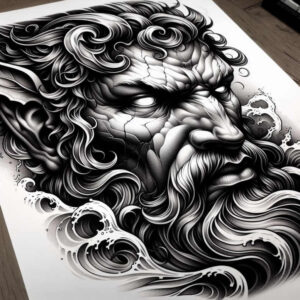 poseidon tattoo design ideas Surrealism unearthly abyssal lord for full back