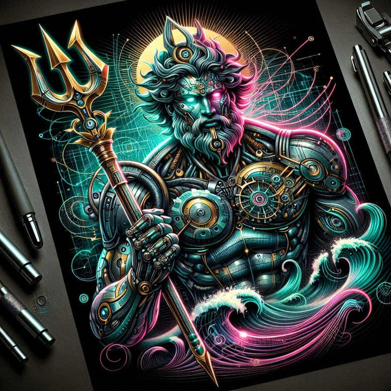 poseidon tattoo design ideas solid fill abyssal lord represents resilience
