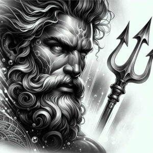 poseidon tattoo design ideas illustrative style aquatic ruler for heel