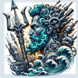 poseidon tattoo design ideas Neotraditional dynamic color deep abyss embodying endurance