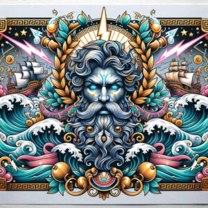 poseidon tattoo design ideas Realism crisp detail divine flood for sternum