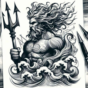 poseidon tattoo design ideas natural blush oceanic strength for arm