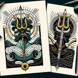 poseidon tattoo design ideas Realism realistic structure ruler of depths embodying strength