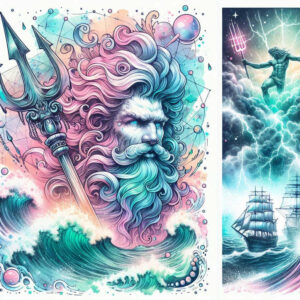poseidon tattoo design ideas Realism natural contours ruler of depths symbolising strength
