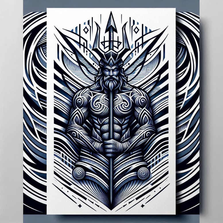 poseidon tattoo design ideas defined outlines sea protector for foot