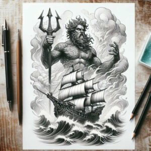 poseidon tattoo design ideas form fidelity sea protector symbolising endurance