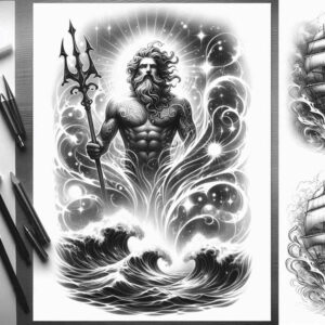 poseidon tattoo design ideas form fidelity stormy crown for knee