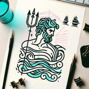 poseidon tattoo design ideas bold texture wave power symbol of endurance