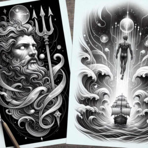 tempest-god-tattoo – tattoo design ideas free ai generated – claw-marks – for-upper-arm – Gallery: poseidon-inkby-ai