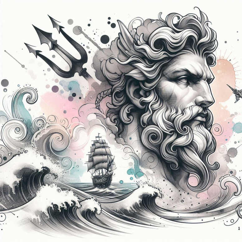 tempest-god-tattoo – tattoo design ideas free ai generated – haunted – for-wrist-side – Gallery: poseidon-inkby-ai