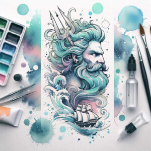 underwater-creature-tattoo – tattoo design ideas free ai generated – bleeding – for-elbow – Gallery: poseidon-inkby-ai