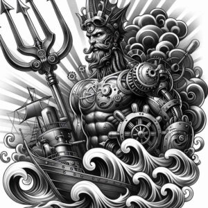 water-protector-tattoo – tattoo design ideas free ai generated – menacing – for-upper-back – Gallery: poseidon-inkby-ai
