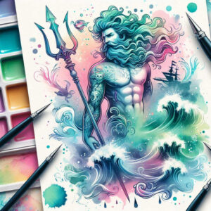 water-storm-tattoo-for-men – tattoo design ideas free ai generated – strange-laughter – for-knee – Gallery: poseidon-inkby-ai