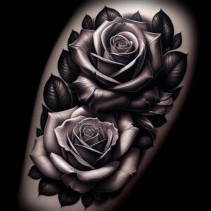 3d-rose-tattoo – tattoo design ideas free ai generated – fine-line – for-back-shoulder – Gallery: roses-inkby-ai