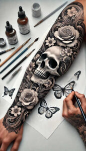delicate-rose-tattoo – tattoo design ideas free ai generated – clear-cut – for-neck – Gallery: roses-inkby-ai