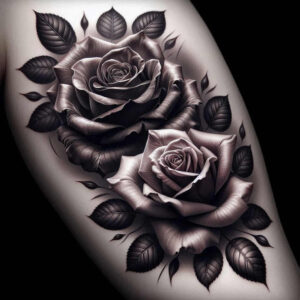 energy-rose-tattoo – tattoo design ideas free ai generated – plain-tattoo – for-back – Gallery: roses-inkby-ai