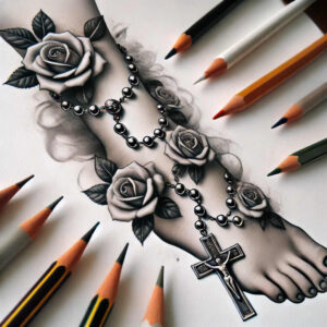 love-symbol-rose-tattoo – tattoo design ideas free ai generated – punctual – for-thigh – Gallery: roses-inkby-ai