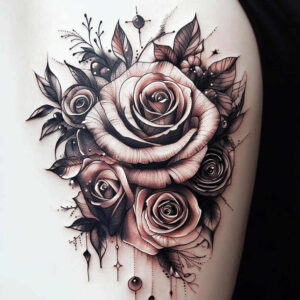 protection-symbol-rose-tattoo – tattoo design ideas free ai generated – mini-geometry – for-outer-arm – Gallery: roses-inkby-ai