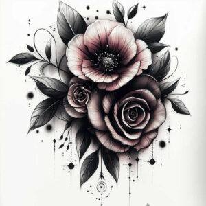 rose-colorful-tattoo – tattoo design ideas free ai generated – subtle-motif – for-lower-thigh – Gallery: roses-inkby-ai