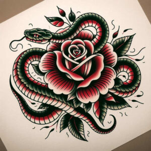 rose-decorative-tattoo – tattoo design ideas free ai generated – simple-icon – for-upper-shoulder – Gallery: roses-inkby-ai