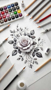 rose-nature-tattoo – tattoo design ideas free ai generated – pristine – for-back-shoulder – Gallery: roses-inkby-ai