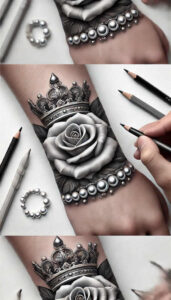 rose-wavy-line-tattoo – tattoo design ideas free ai generated – dotwork – for-inner-arm – Gallery: roses-inkby-ai