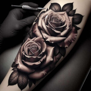 roses tattoo design ideas Realism anatomical accuracy floral for behind ear