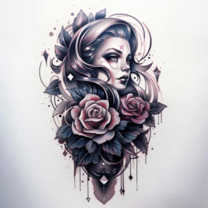 roses tattoo design ideas moody Victorian motif embodying endurance