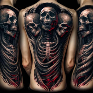 3d-skull-tattoo – tattoo design ideas free ai generated – invisible-entity – for-neck – Gallery: skulls-inkby-ai