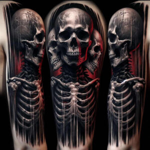 abstract-skull-tattoo – tattoo design ideas free ai generated – cobweb – for-sternum – Gallery: skulls-inkby-ai