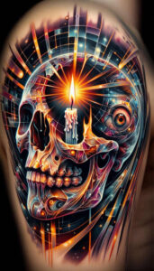 abstract-skull-tattoo – tattoo design ideas free ai generated – decaying – for-stomach – Gallery: skulls-inkby-ai