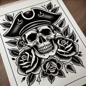 abstract-skull-tattoo – tattoo design ideas free ai generated – haunted – for-lower-leg – Gallery: skulls-inkby-ai