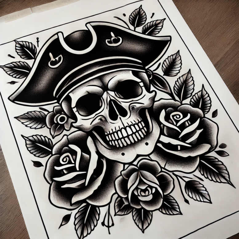 abstract-skull-tattoo – tattoo design ideas free ai generated – haunted – for-lower-leg – Gallery: skulls-inkby-ai