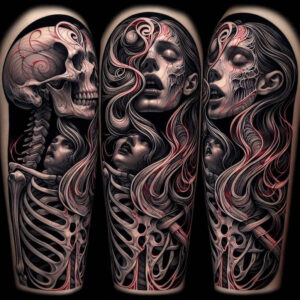 abstract-skull-tattoo – tattoo design ideas free ai generated – hellfire – for-thigh – Gallery: skulls-inkby-ai