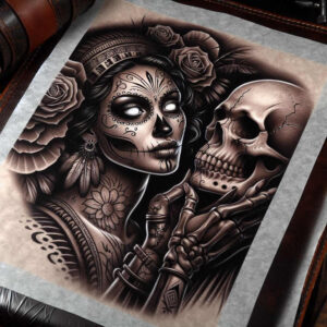 abstract-skull-tattoo – tattoo design ideas free ai generated – odd – for-wrist – Gallery: skulls-inkby-ai