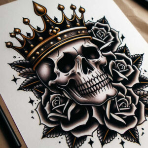 artistic-skull-tattoo – tattoo design ideas free ai generated – torment – for-hip – Gallery: skulls-inkby-ai
