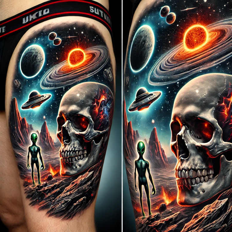 courage-symbol-skull-tattoo – tattoo design ideas free ai generated – sinister – for-palm – Gallery: skulls-inkby-ai