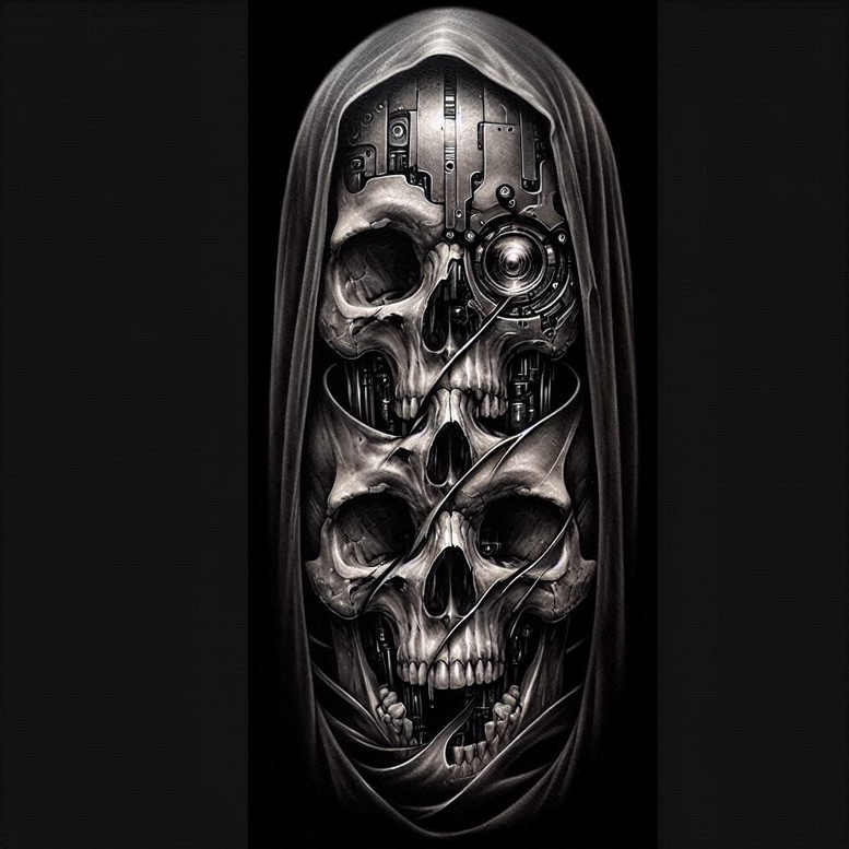death-symbol-skull-tattoo – tattoo design ideas free ai generated – gothic – for-back – Gallery: skulls-inkby-ai