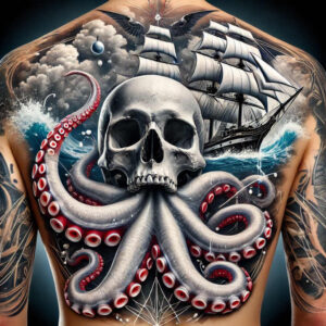 dot-skull-tattoo – tattoo design ideas free ai generated – deformed – for-scapula – Gallery: skulls-inkby-ai