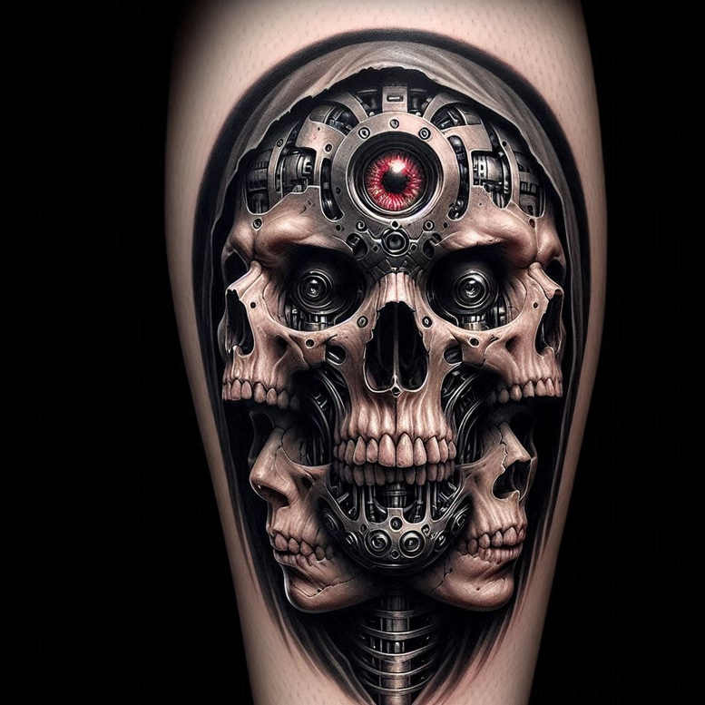 dot-skull-tattoo – tattoo design ideas free ai generated – reflection – for-abdomen – Gallery: skulls-inkby-ai