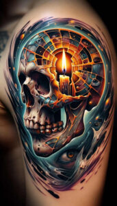 energy-motif-skull-tattoo – tattoo design ideas free ai generated – occult – for-side – Gallery: skulls-inkby-ai