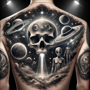 energy-motif-skull-tattoo – tattoo design ideas free ai generated – spooky – for-arm – Gallery: skulls-inkby-ai