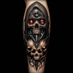 expression-skull-tattoo – tattoo design ideas free ai generated – whispering – for-heel – Gallery: skulls-inkby-ai
