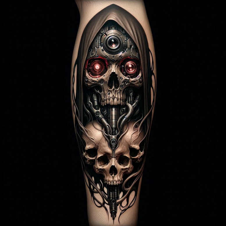 expression-skull-tattoo – tattoo design ideas free ai generated – whispering – for-heel – Gallery: skulls-inkby-ai