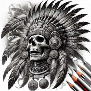 feather-skull-tattoo – tattoo design ideas free ai generated – spirit – for-fingers – Gallery: skulls-inkby-ai