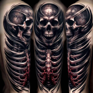 geometric-skull-tattoo – tattoo design ideas free ai generated – ruin – for-side – Gallery: skulls-inkby-ai